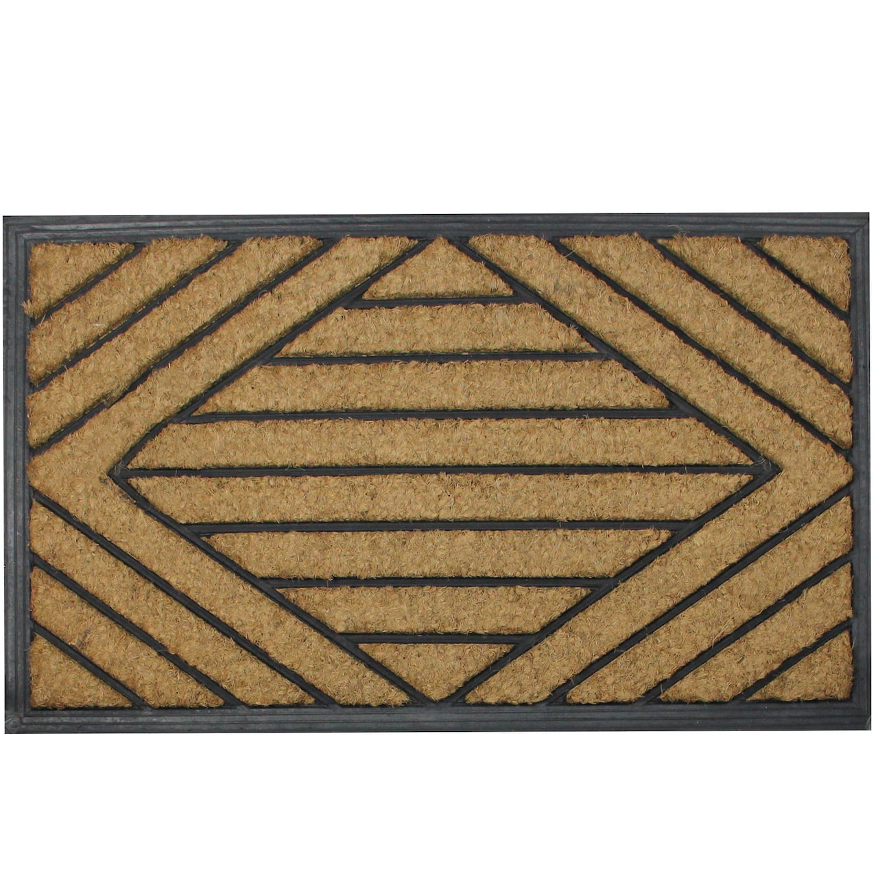 Black Rubber & Coir Outdoor Rectangular Door Mat, 29.5" x 17.5"